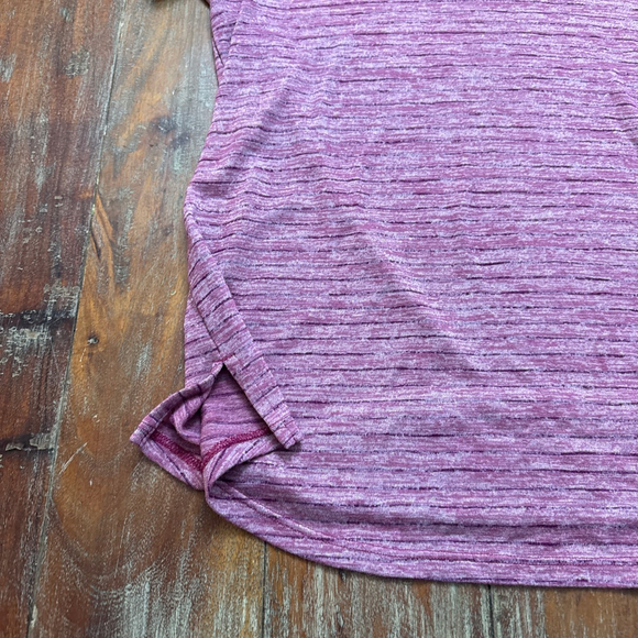 Athleta Heathered Pink Purple Stripe Breezy Scoop V-Neck Tee Short Sleeve XL - Picture 4 of 12